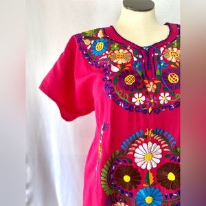Hot pink embroidered dress